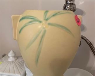 #82	Roseville Yellow Vase w/Green 827-6	 $40.00 
