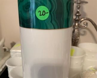 #87	christian Diar vase white with green top 	 $20.00 
