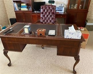 Cherrywood home office leather top desk leather tufted chair