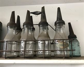 Sunoco glass oil containers
