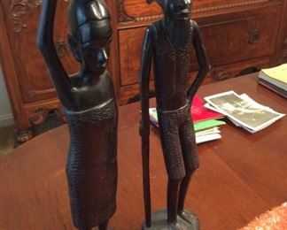 Vintage Original African Hand Carved Native Statues 