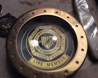 1929 Military Officers Association Paper Weight  w/ Removable Magnification Top  