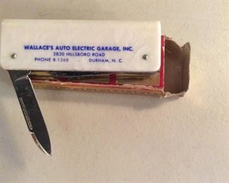 Vintage 1950's Advertising Pocket Knife Giveaway.                 5 Digit Phone Number   Durham, N.C.  