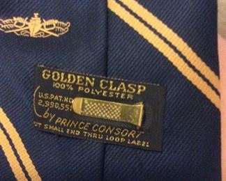 Vintage NAVY Golden Clasp Tie