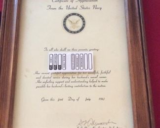 NAVY Certificate Signed Commanding Officer 