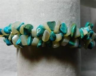 Turquoise & White Quartz Bracelet