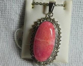 Pink Quartzite & White Topaz Necklace