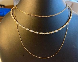 14k Gold Chains and Freshwater Pearls