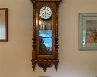 P-LR-64 - $700  Large Antique Vienna Regulator Wall Clock - Could be Gustav Becker but not able to check 