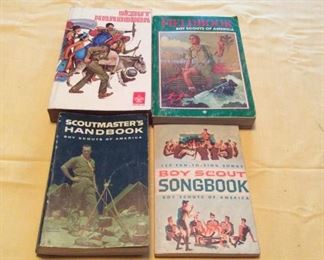 P-LR-197  - Scoutmaster's Handbook was printed between 1959-72. The cover is the 1956 Norman Rockwell Painting  titled "The Scout Master" - $40