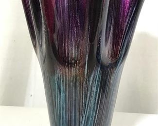 Purple & Silver Art Glass Vase