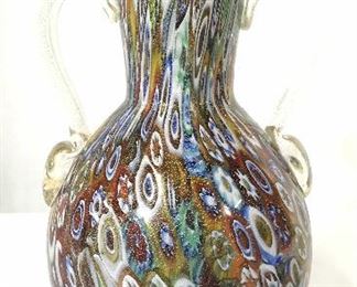 Double Handle Hand Blown Art Glass Vase