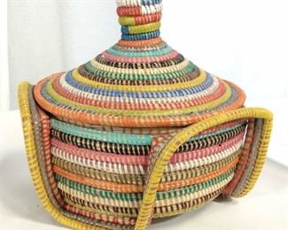 Colorful Arts & Crafts Woven Basket Centerpiece