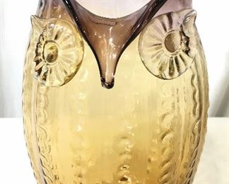Hand Blown Art Glass Owl Vase