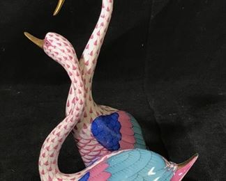 Herend Hungary Hand Painted Porcelain Swans