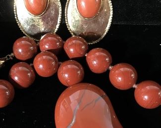 Signed Carol Dauplaise Natural Stone Jewelry Set