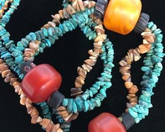 Hand Crafted Turquoise Millefiori Statement Necklace