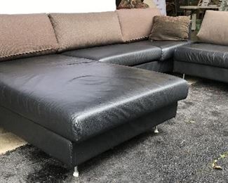 THE Black Toned Leather Sectional