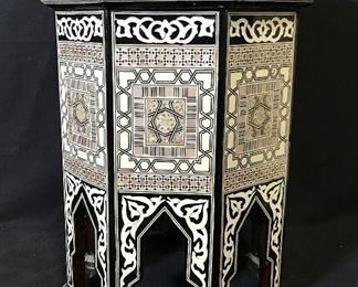 Moroccan Wood & Pearl Inlaid Pedestal Box