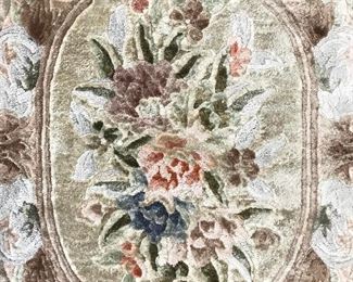 Vintage Handmade Floral Detailed Wool Rug