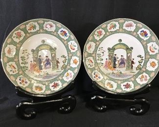 Pair Oversized Chinese Porcelain Display Plates