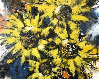 Oversized Oil on Canvas Sunflowers
