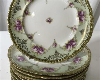 Set 10 C 1910 Hand painted Porcelain Plates