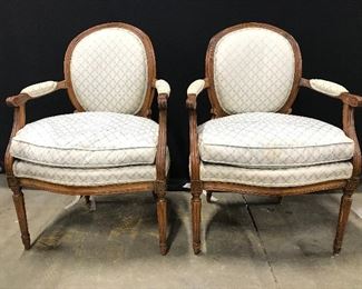 Vintage Upholstery Wooden Bergere Chairs