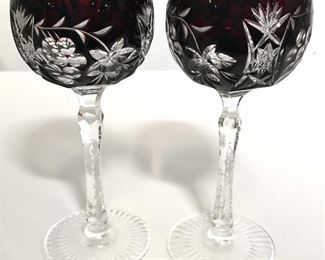 Lot 5 Bohemian Art Glass Wine Glasses