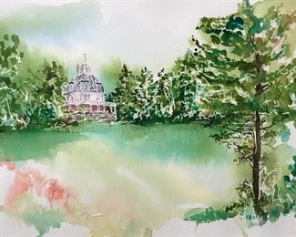 Signed Watercolor Of The Octagon House