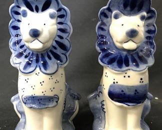 Pair Russian Porcelain Lion Creamers