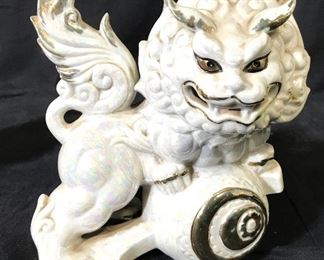 Pair Vintage Porcelain Japanese Temple Lions
