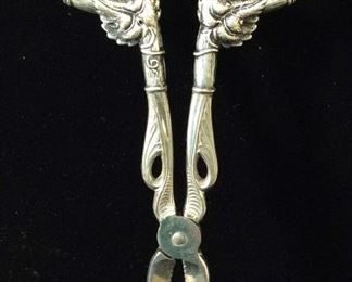 Romanesque Sterling Silver Ice Cube Tongs