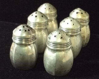 SCS Co. Set 6 Sterling Salt Pepper Shakers