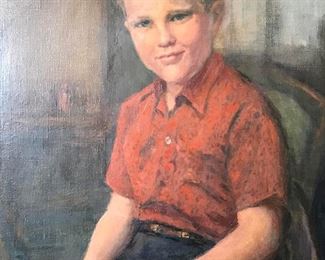 Signed Oil on Canvas Portrait of a Boy