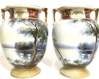 Pair Vintage NORITAKE Asian Vases