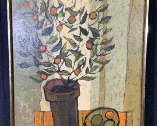 Mel Fowler Signed Oil on Canvas Oranges on Tree