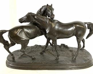P.J. MENE, Bronze 2 horses Sculpture, France