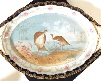 Signed T&H Limoges France Gilt Pheasant Platter