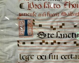 Antique Illuminated Music Manuscript