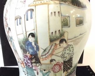 Antique Asian Cizhou Centerpiece Vase, Signed