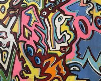 AFTER KEITH HARING Signed Oil on Canvas