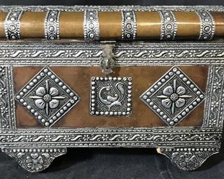 Copper & Tin Plated Wheeled Jewelry Box