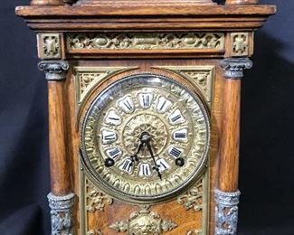 Wood & Bronze Ansonia Mantle Clock