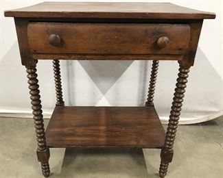 Antique Carved Wooden Spindle Leg Side Table