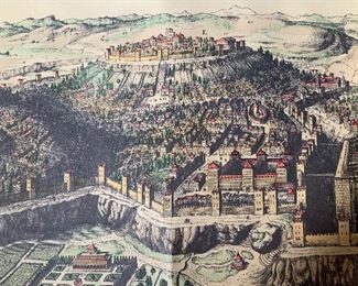 Hand Colored Engraving Map of Jerusalem
