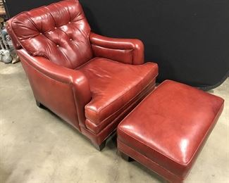 Pair CLASSIC Leather Chairs & Ottoman