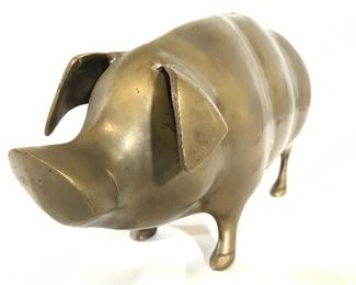 Vintage Gold Toned Brass Piggy Bank
