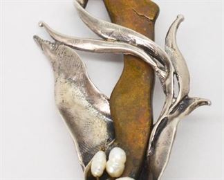 Blossoming Goddess Figure Artisan Metal Brooch