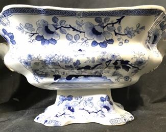 Antique REAL STONE CHINA Pedestaled Porcelain Dish